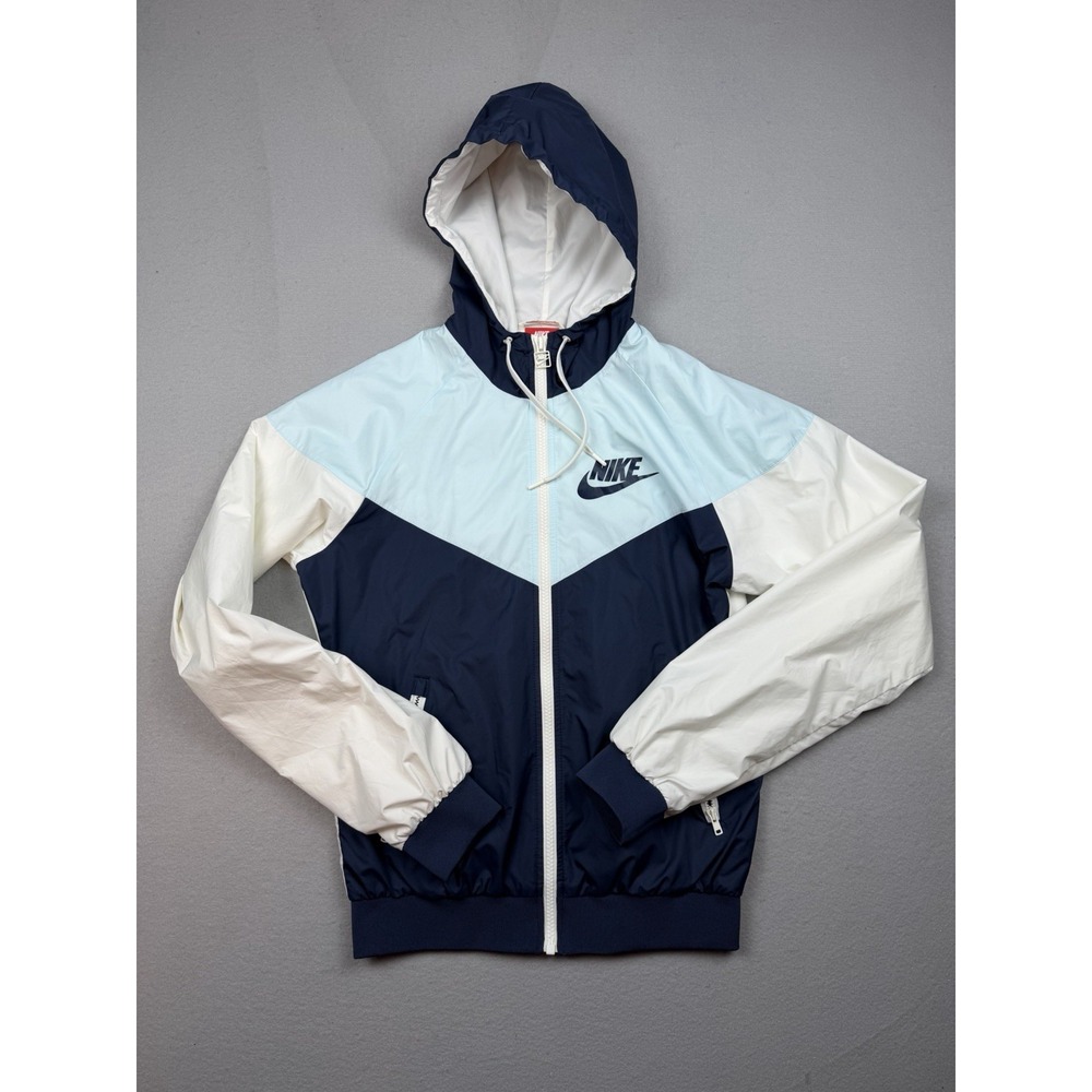 Nike Windrunner Jacket Mens S White Blue Colorblock Hooded